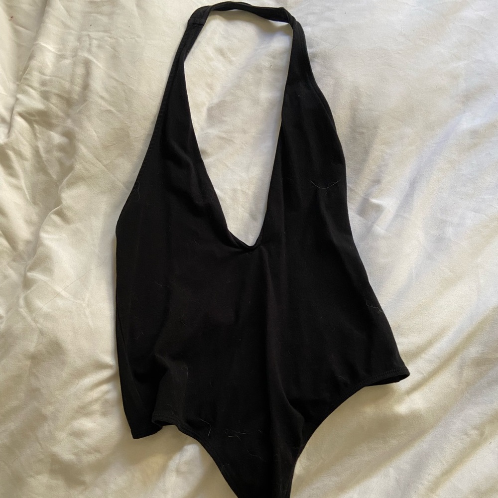 Black halter neck bodysuit